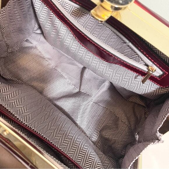 Red Patent Handbag with Rhinestone Closure - Picture 10 of 15